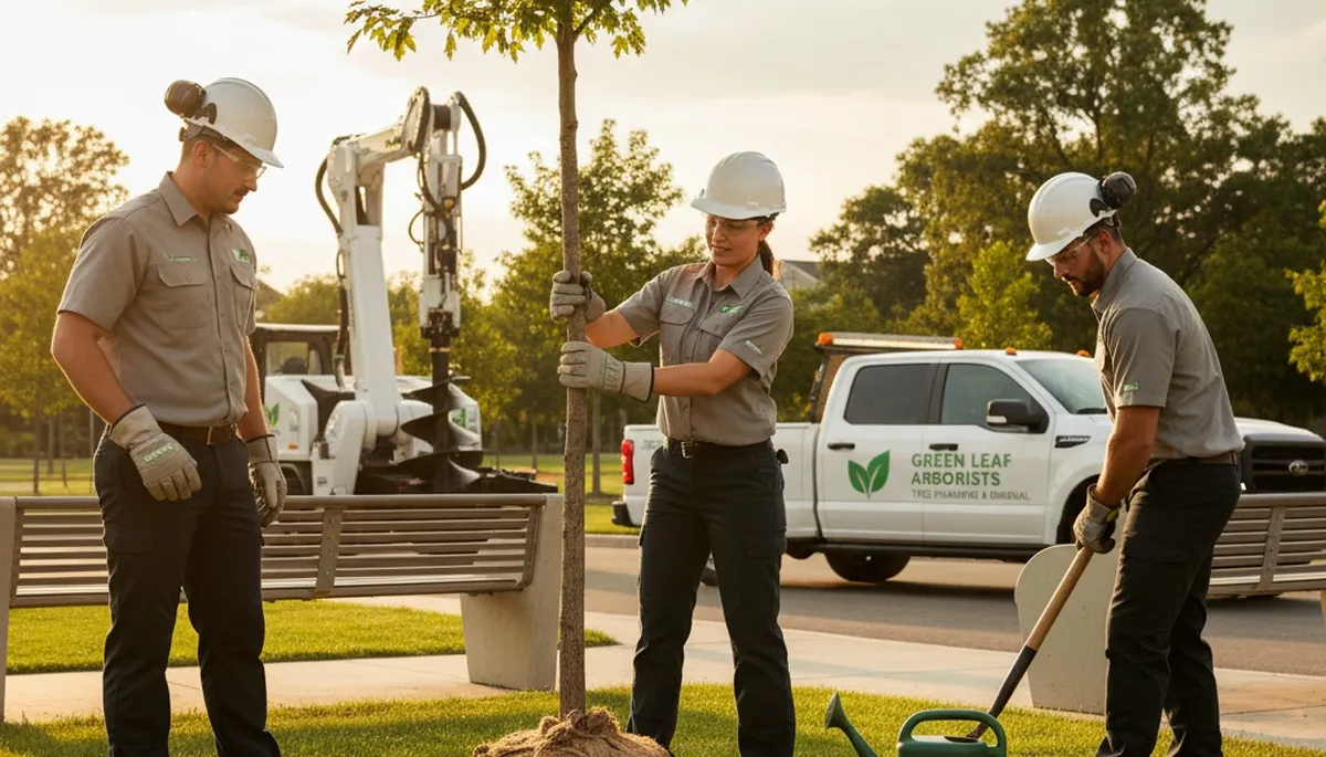 Arborist planting new tree in Sarasota FL yard for Chop Chop Tree professional tree service