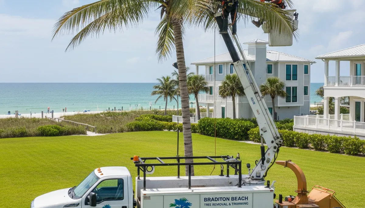 Professional tree removal service in Sarasota FL safely cutting large oak tree branches